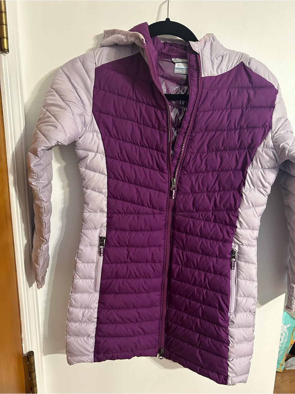 Columbia Two-Tone Purple Quilted Hooded Puffer Jacket